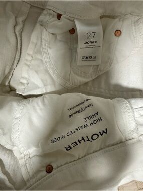 MOTHER white rider ankle jean